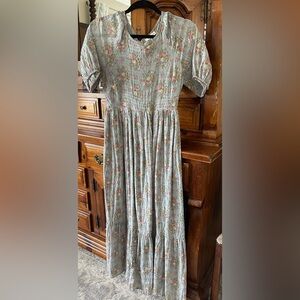 Baltic Born Sky Blue Floral Smocked Maxi Dress